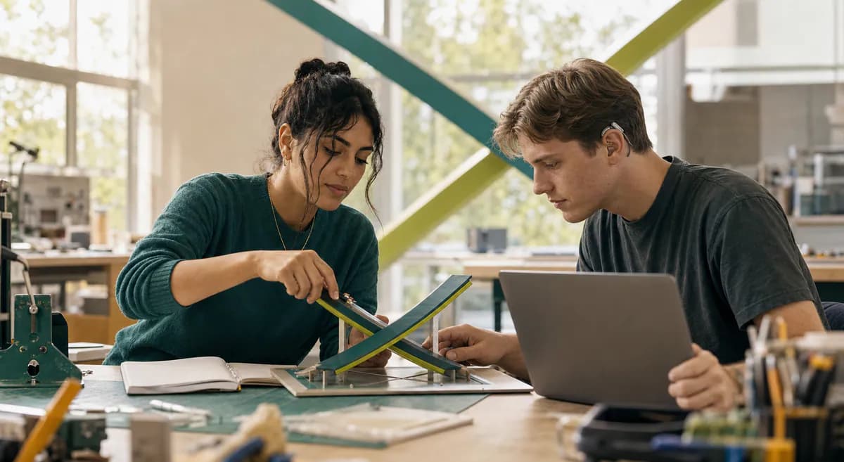 Two students building a portfolio project